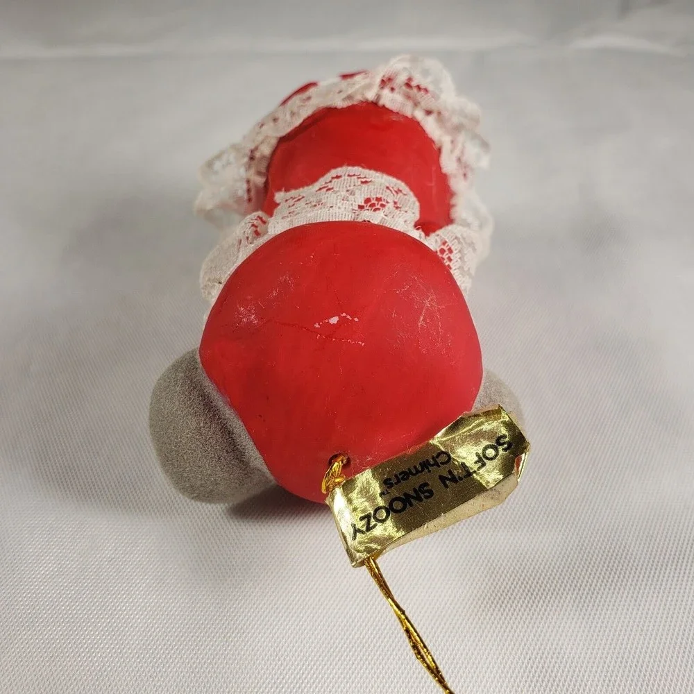 Vintage Jasco Soft N Snoozy Chimers Bisque Porcelain Flocked Bell Style Ornament